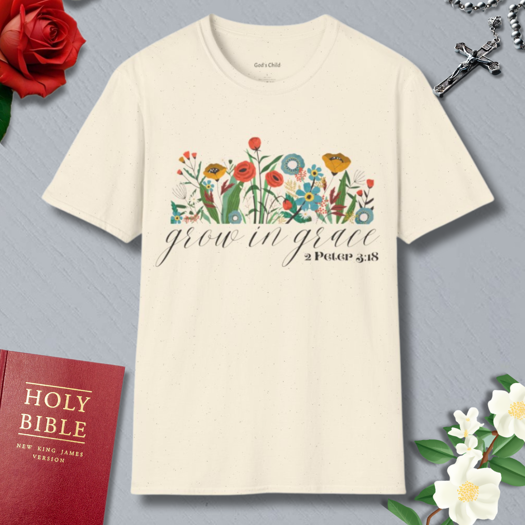 Grow in Grace Floral - Christian T-Shirt β Faith Graphic Tee