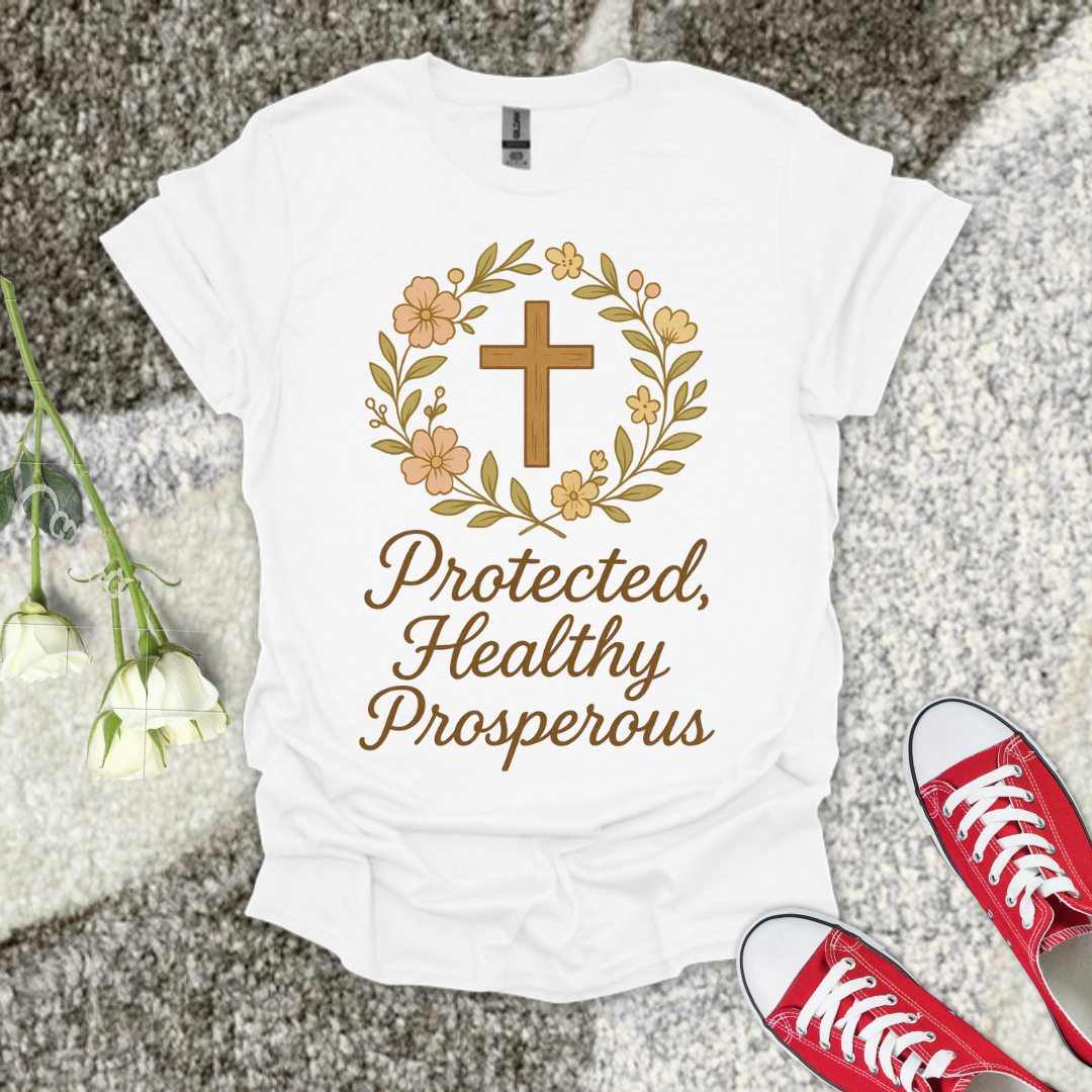 Protected Healthy Prosperous Christian T-Shirt – Faith Graphic Tee