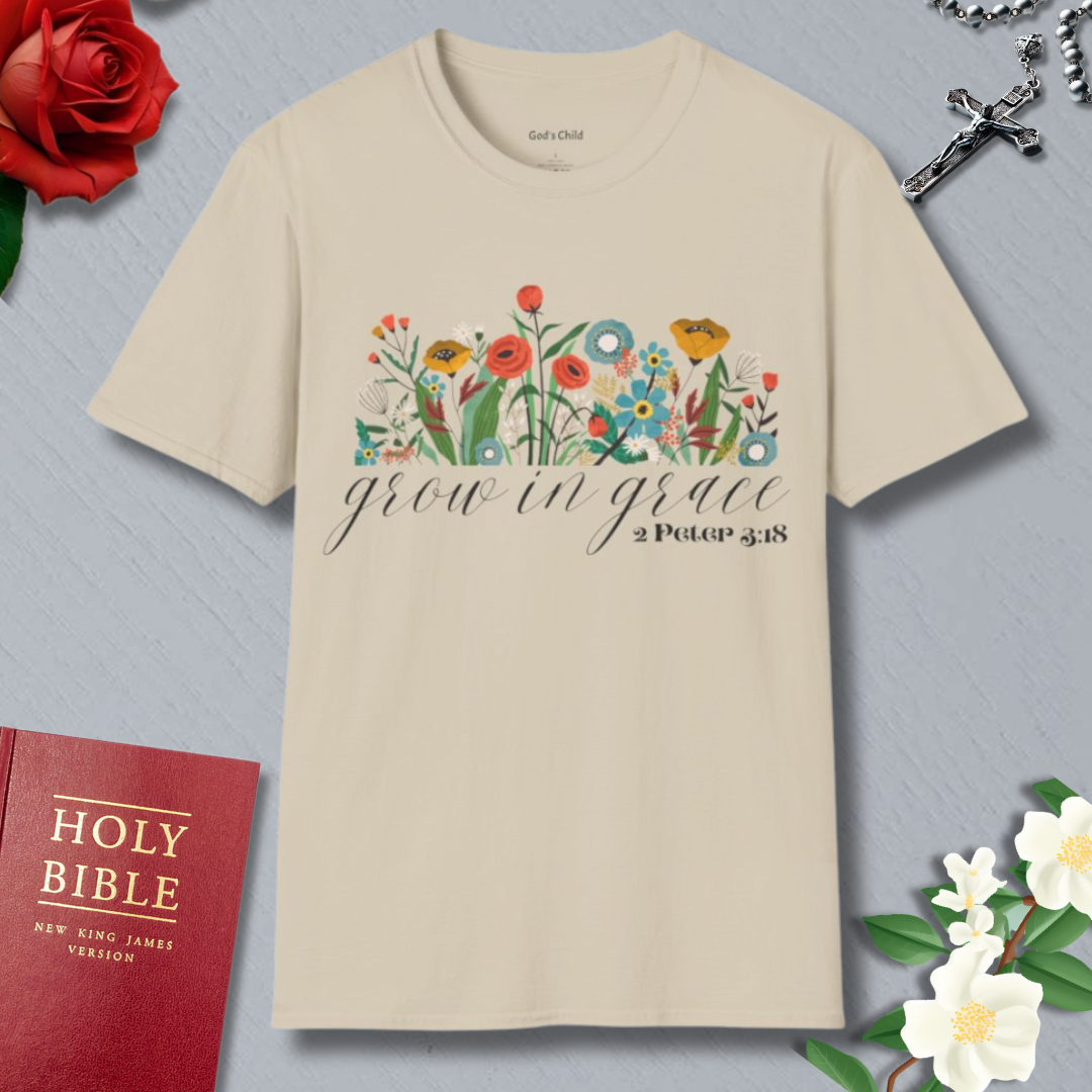 Grow in Grace Floral - Christian T-Shirt β Faith Graphic Tee