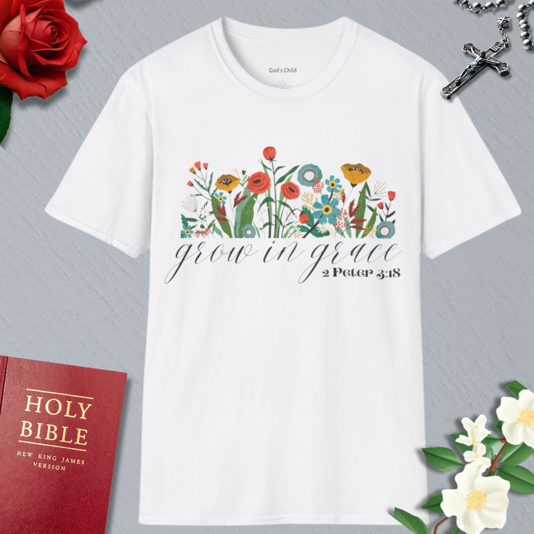 Grow in Grace Floral - Christian T-Shirt β Faith Graphic Tee
