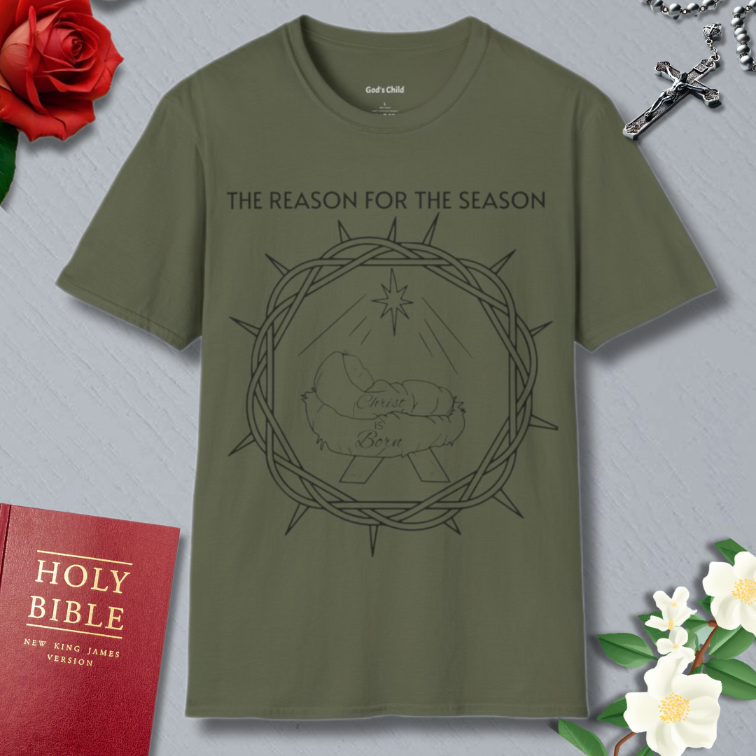 Cozy Christmas Unisex Softstyle T-Shirt with Sleeping Baby Design
