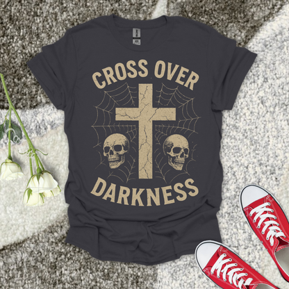 Cross Over Darkness Halloween Christian T-Shirt – Faith Graphic Tee