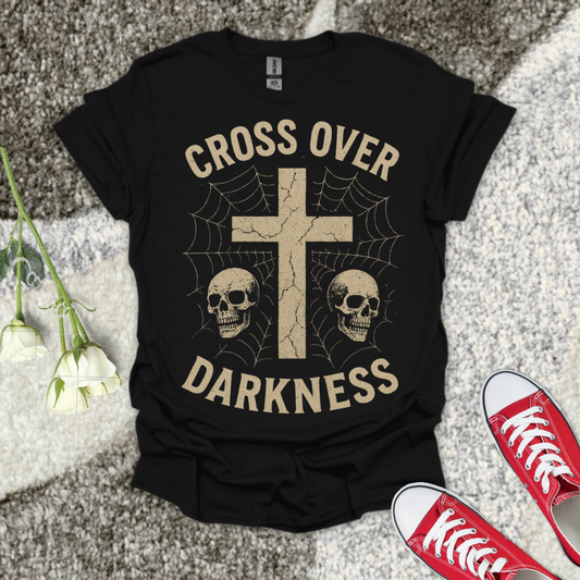 Cross Over Darkness Halloween Christian T-Shirt – Faith Graphic Tee